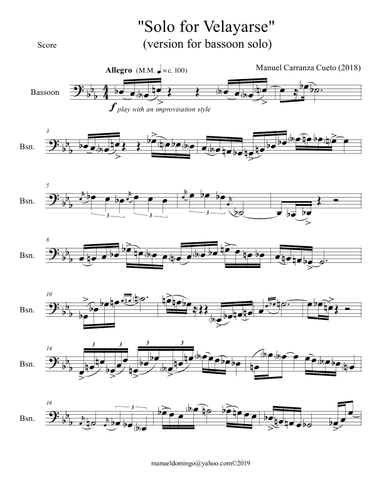 Solo for Velayarse, Op3 (bassoon solo version)