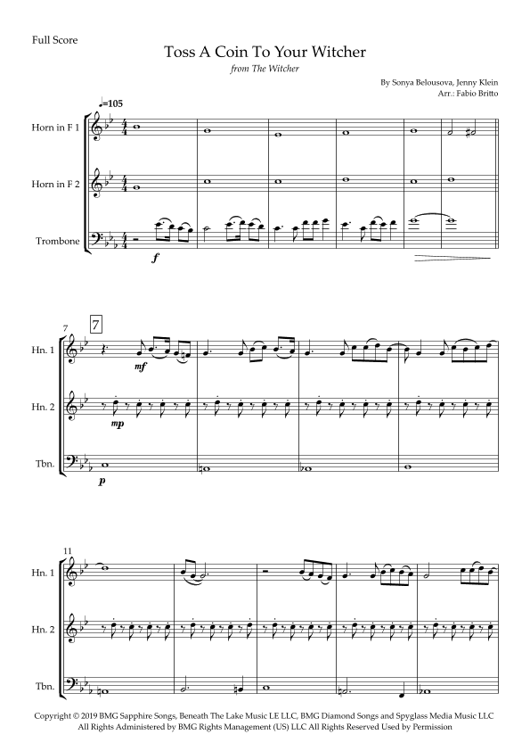 Toss A Coin To Your Witcher (arr. Fabio Britto)