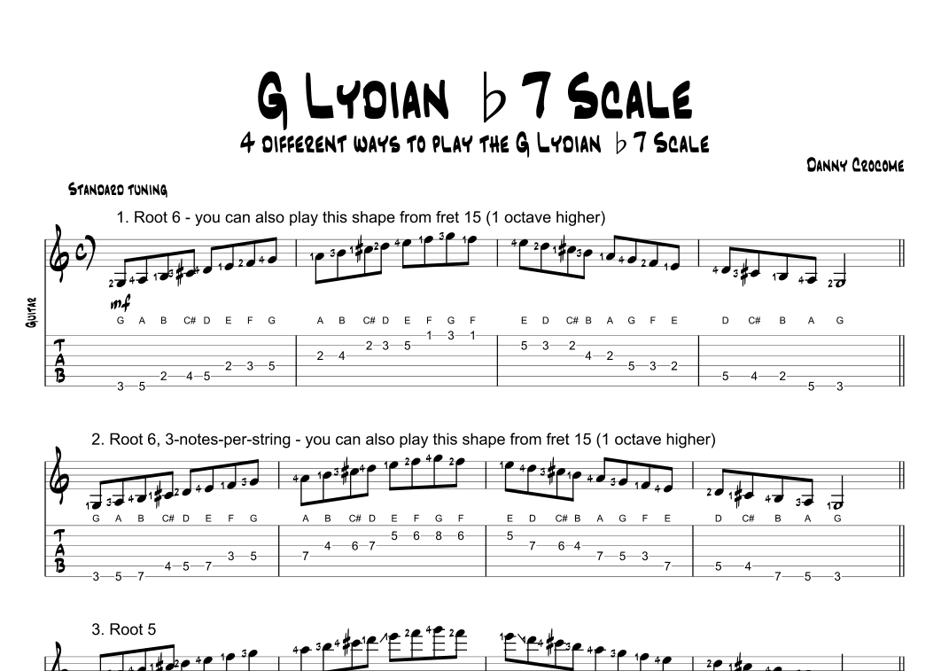 G Lydian b7 Scale (4 Ways to Play)
