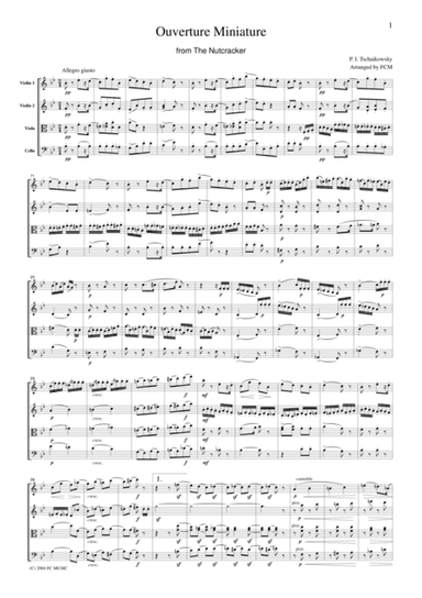 Tchaikowsky  Overture Miniature from The Nutcracker, for string quartet, CT005 (arr. FCMUSIC)