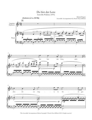 Du bist der Lenz (Sieglinde's Aria) from Die Walküre - Accessible Accompaniments Edition (arr. Nicole Elyse DiPaolo)