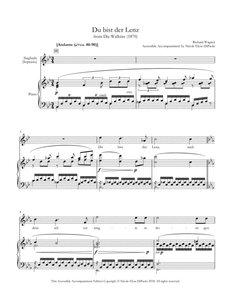 Du bist der Lenz (Sieglinde's Aria) from Die Walküre - Accessible Accompaniments Edition (arr. Nicole Elyse DiPaolo)