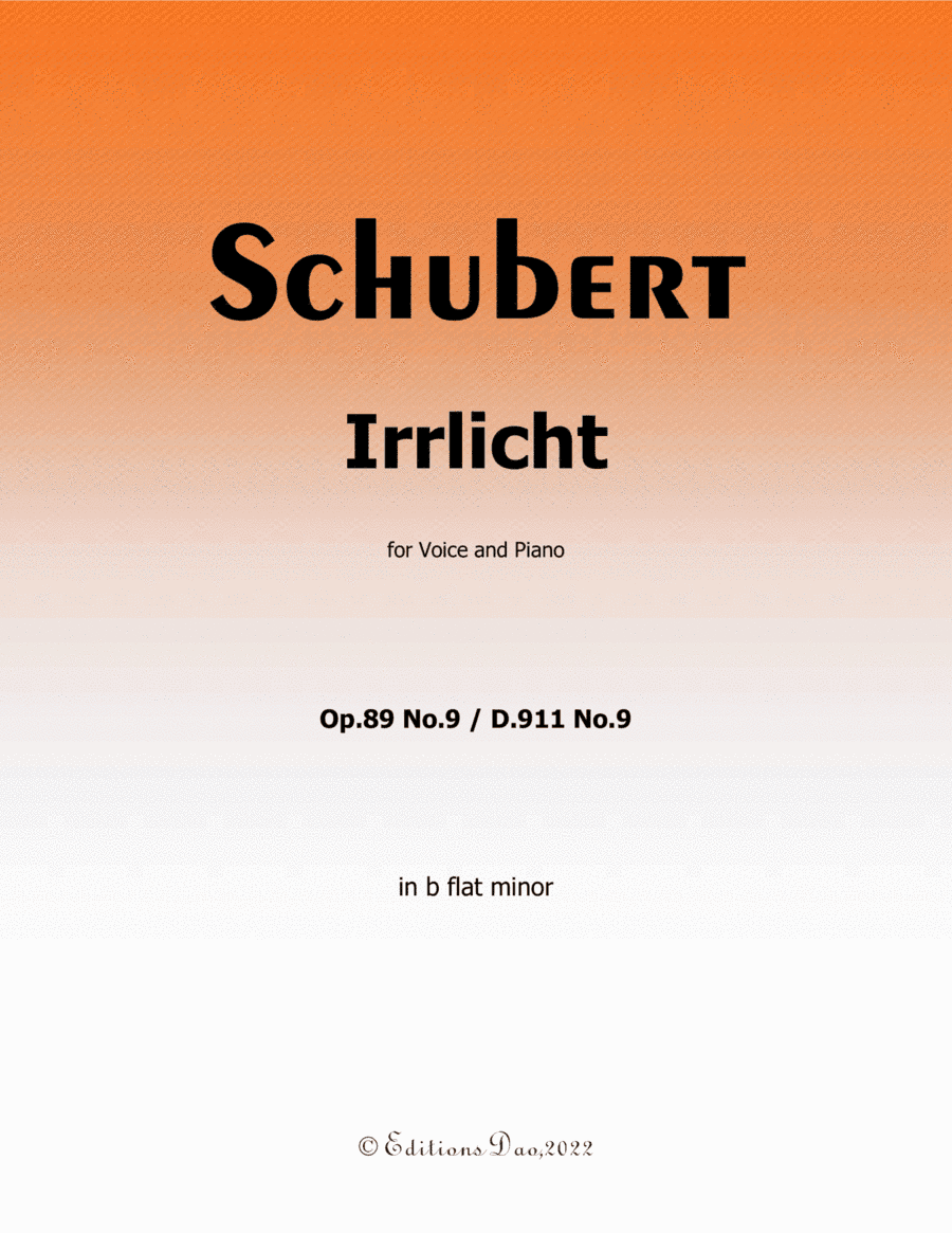 Irrlicht, by Schubert, in b flat minor (arr. Editions Dao)
