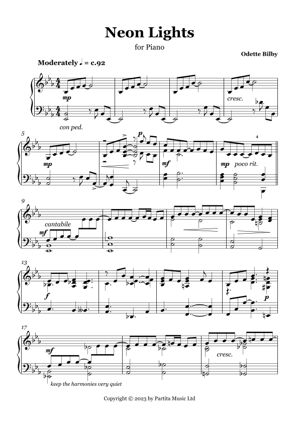 Neon Lights (Piano Solo Grade 6-7)