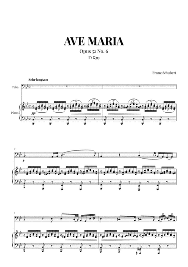 Ave Maria (Schubert) for Tuba and Piano (arr. Cadenza Editions)