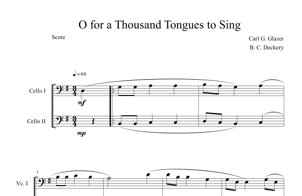 O for a Thousand Tongues to Sing (Cello Duet) (arr. B. C. Dockery)
