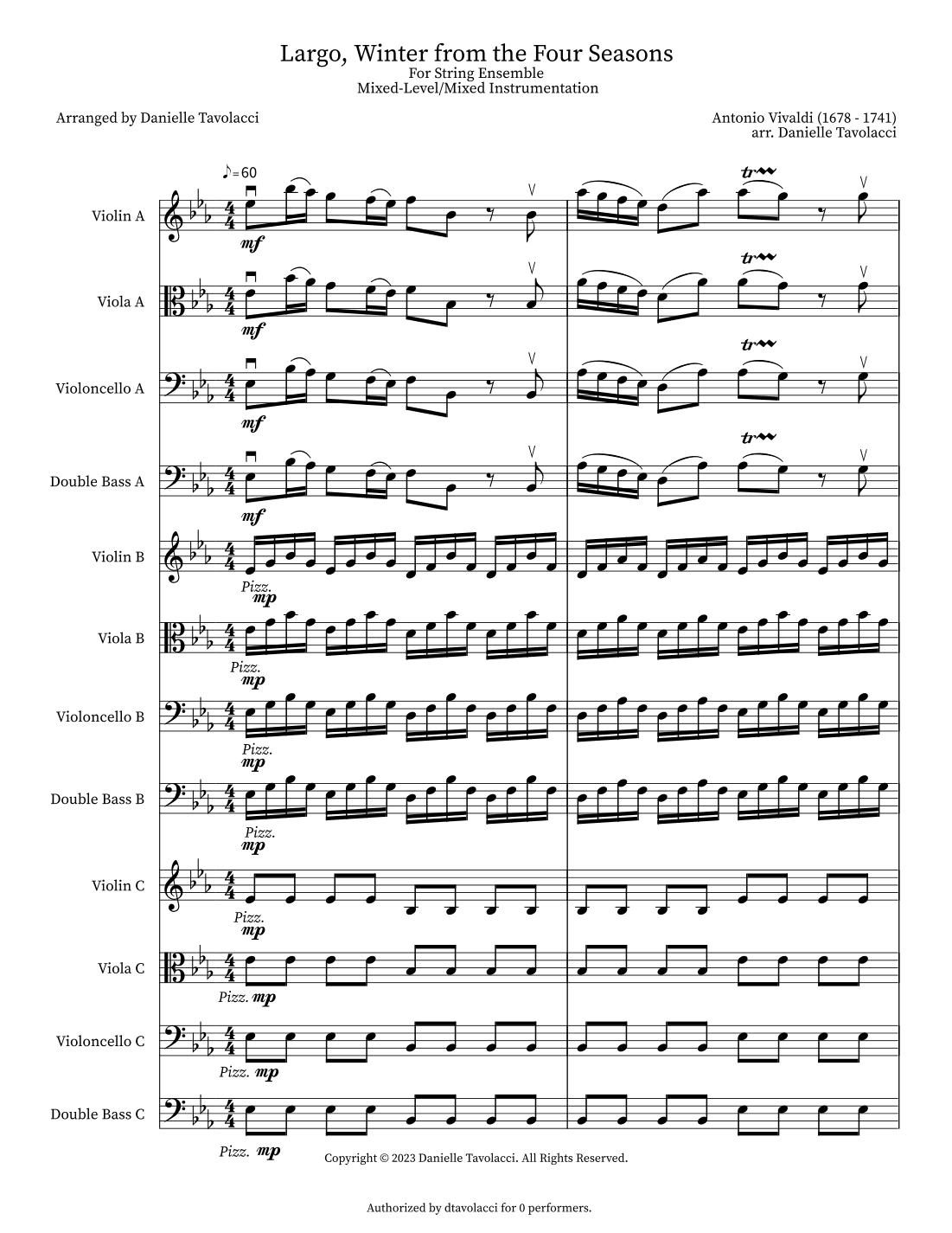 Largo, Winter from The Four Seasons (arr. Danielle Tavolacci)
