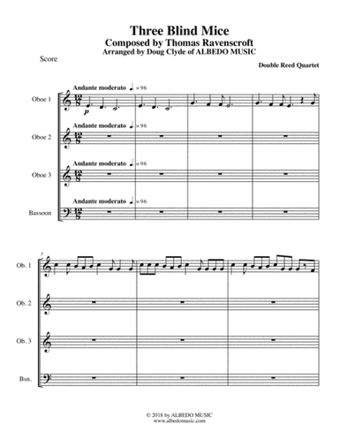 Three Blind Mice for Double Reed Quartet (arr. Doug Clyde)
