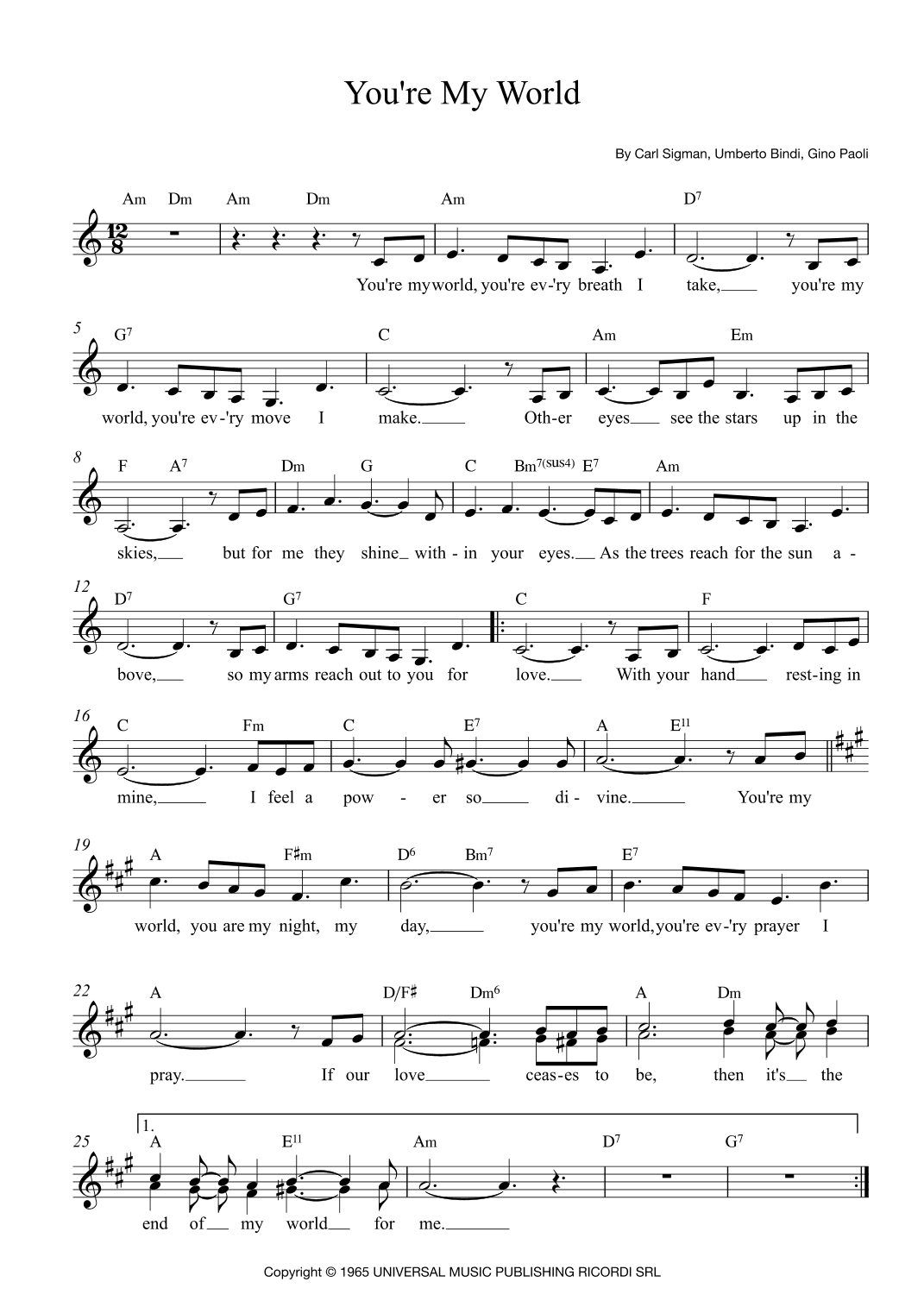 You're My World (arr. Vicky Jacobs)