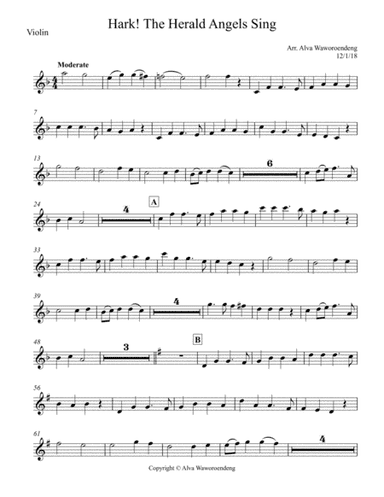 Hark the Herald Angel's Sing Violin (arr. Alva Lee)