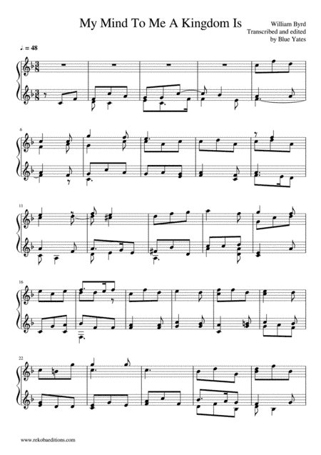 My Mind To Me A Kingdom Is (William Byrd) (arr. Blue Yates)
