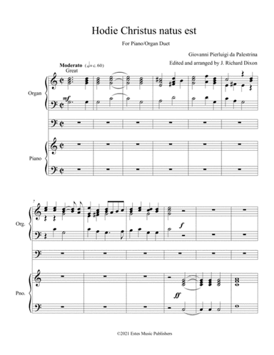 Hodie for Organ and Piano Duet (arr. J. Richard Dixon)
