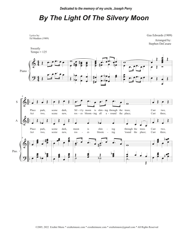 By The Light Of The Silvery Moon (Vocal Quartet - (SATB - Alternate Version) (arr. Stephen DeCesare)