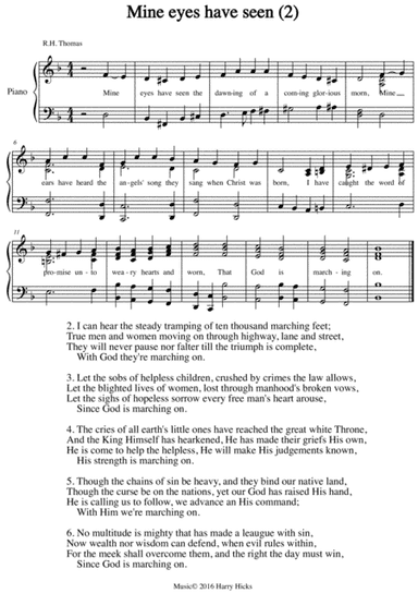 Mine eyes have seen. A second new tune to this wonderful old hymn.