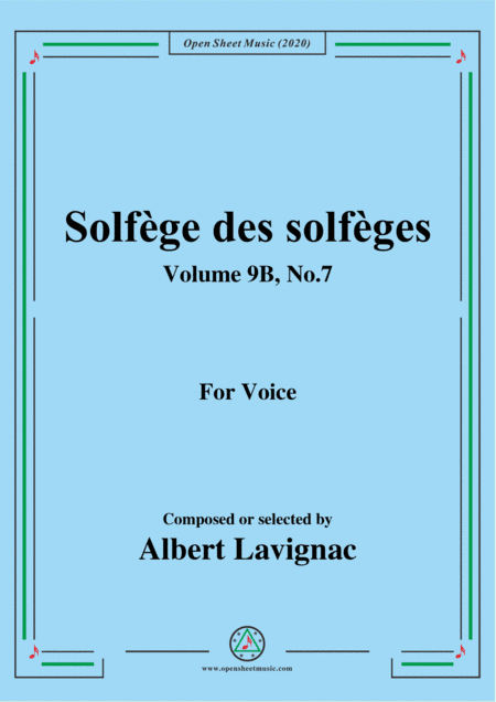 Lavignac-Solfège des solfèges,Volume 9B,No.7,for Voice (arr. MSM)