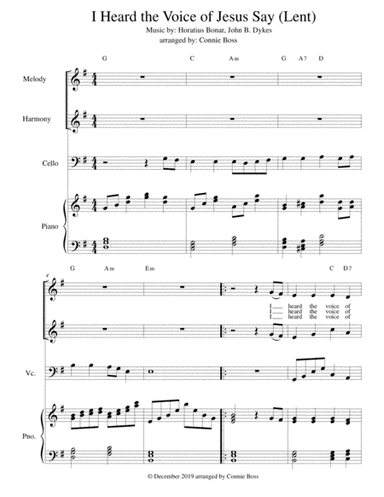 I Heard the Voice of Jesus Say (Lent Lyrics) - Cello, vocal duet and piano (arr. Connie Boss)