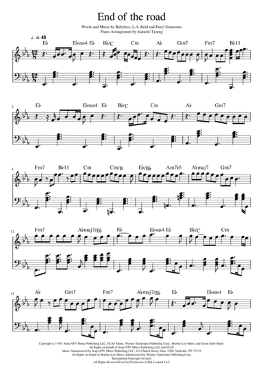 End Of The Road  from the Paramount Motion Picture BOOMERANG (arr. Jeanette Tjoeng)