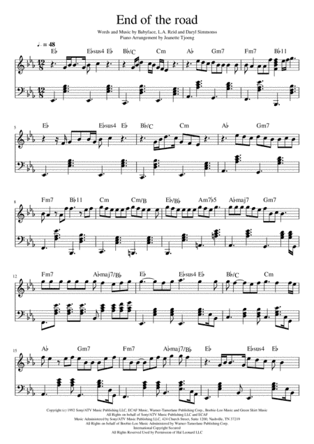 End Of The Road  from the Paramount Motion Picture BOOMERANG (arr. Jeanette Tjoeng)