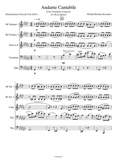 Andante cantabile from Trombone Concerto - N Rimsky-Korsakov (arr. Peet du Toit)