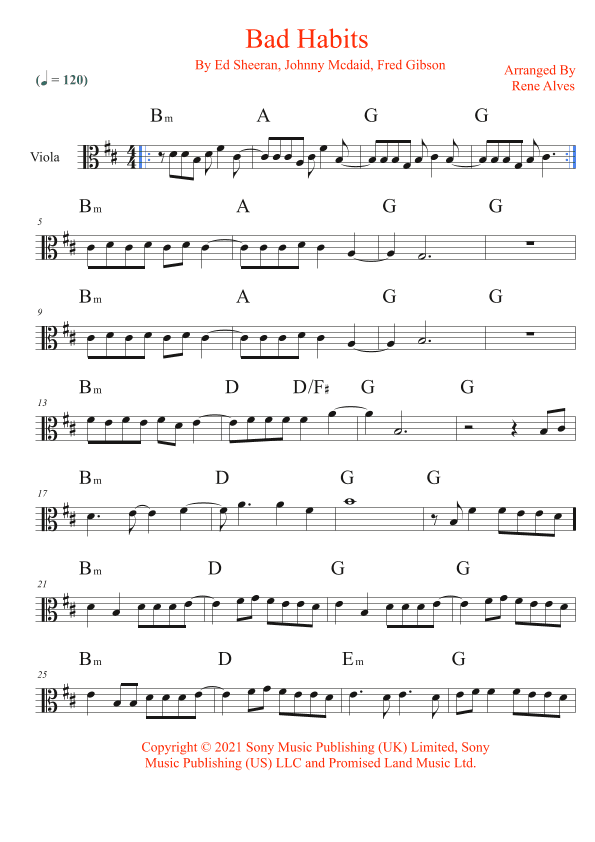 Bad Habits (arr. Rene Alves)
