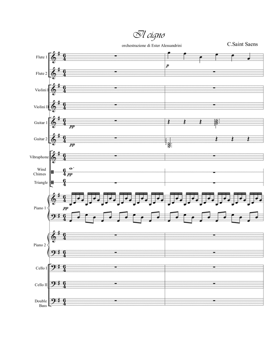 The swan from "The carnival of animals". (arr. Ester Alessandrini)