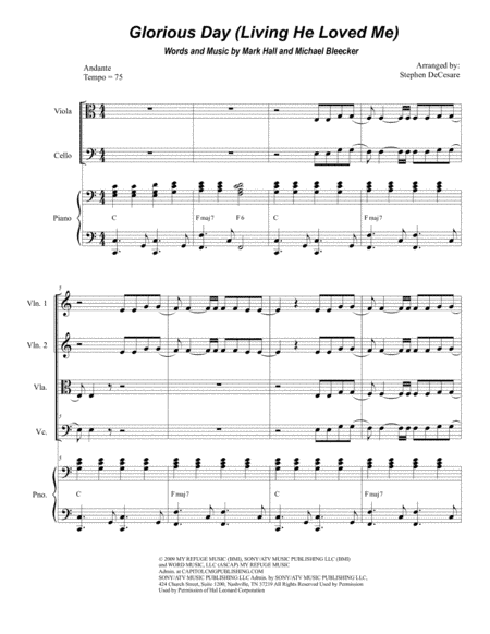 Glorious Day (Living He Loved Me) (arr. Stephen DeCesare)