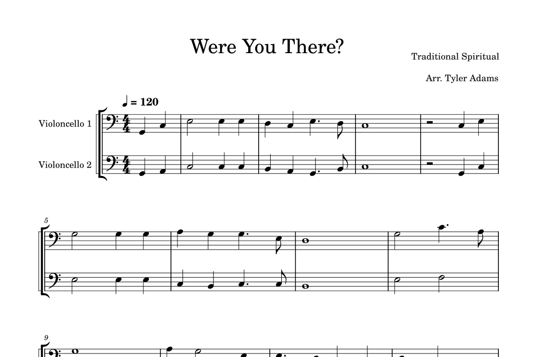 Were You There? (Easy Cello Duet) (arr. Tyler Adams)