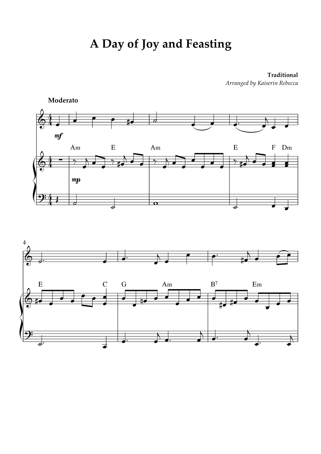 A Day of Joy and Feasting (arr. Kaiserin Rebecca)