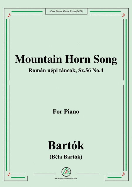 Bartók-Román népi táncok,Sz.56 No.4,Mountain Horn Song,for Piano (arr. MSM)