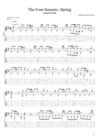 Concerto No. 1 in E major, Op. 8, RV 269, "Spring" (La primavera) I. Allegro (Solo Fingerstyle Gu (arr. Chris Richter)