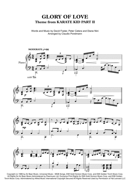 Glory Of Love  Theme from KARATE KID PART II (arr. Claudio Porstmann)