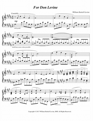 For Don Levine - NEW AGE CLASSICAL PIANO