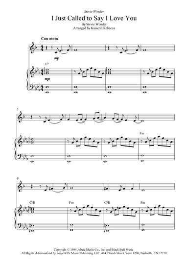 I Just Called To Say I Love You (arr. Kaiserin Rebecca)