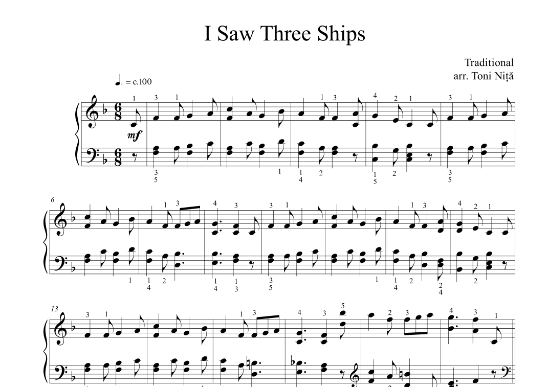 I Saw Three Ships Come Sailing In (arr. Toni Nita)