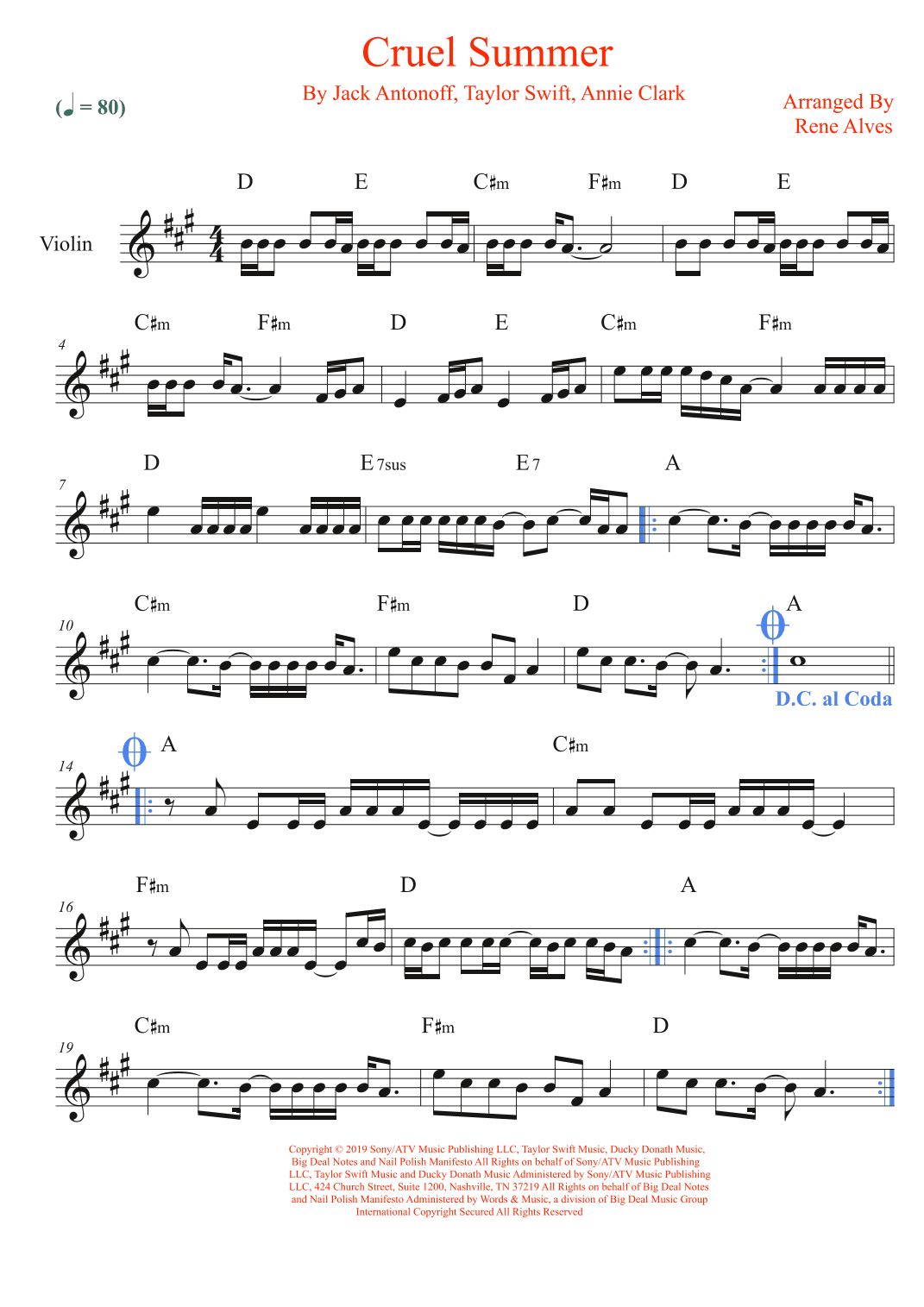 Cruel Summer (arr. Rene Alves)