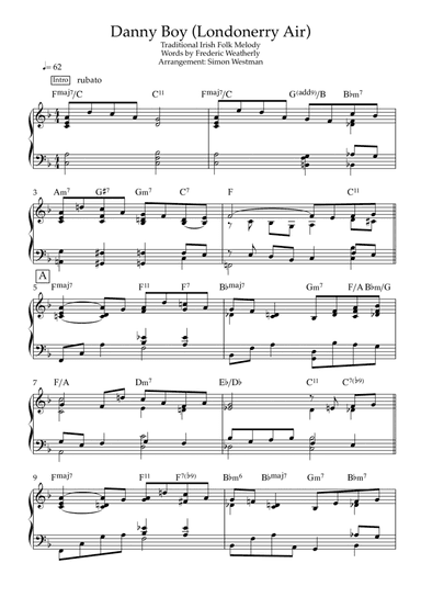 Danny Boy (Londonerry Air) - Solo Jazz Piano Arrangement incl. improvisation (arr. Simon Westman)