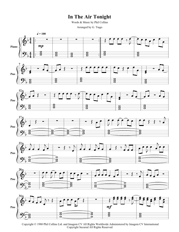 In The Air Tonight (arr. G. Tiago)