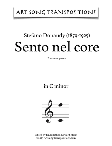 DONAUDY: Sento nel core (transposed to C minor) (arr. ArtSongTranspositions.com)