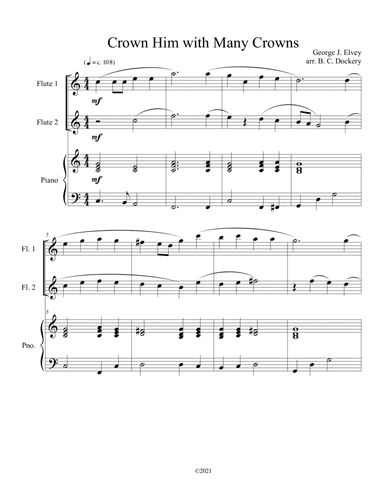 Crown Him with Many Crowns (flute duet) with optional piano accompaniment (arr. B. C. Dockery)