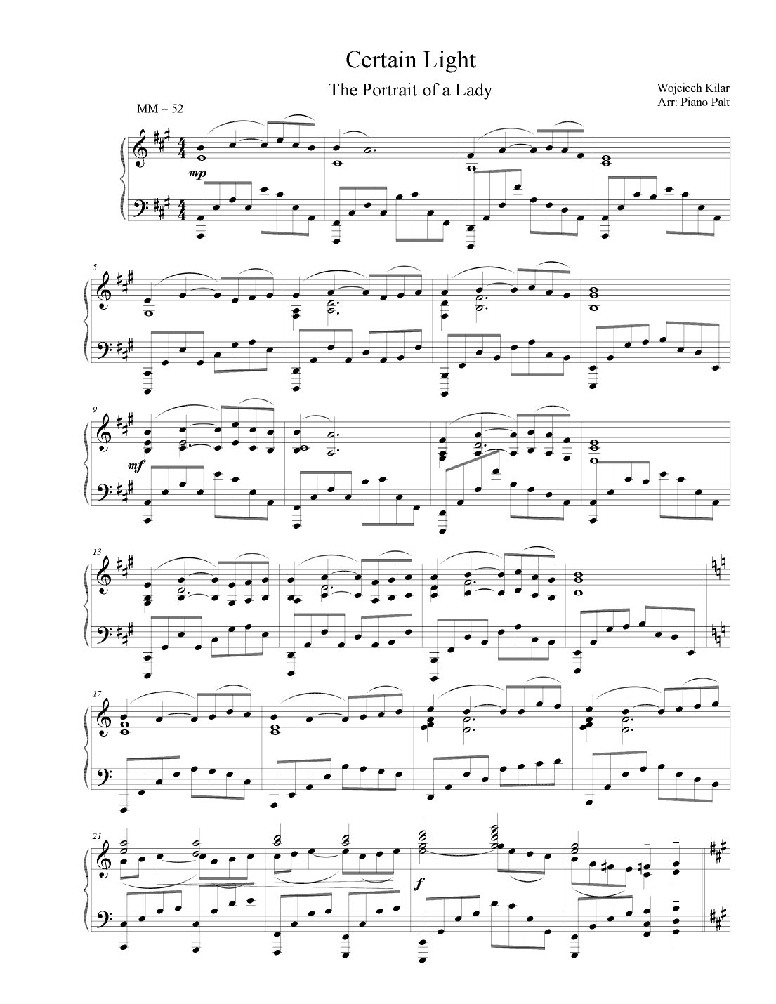 A Certain Light (arr. Piano Palt)