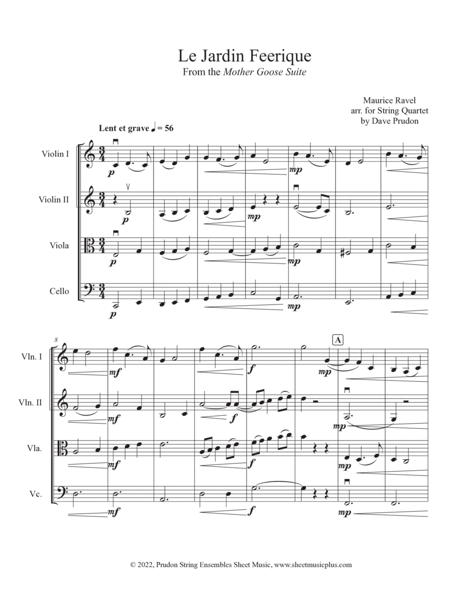 Mother Goose Suite (Finale) for String Quartet (arr. Dave Prudon)