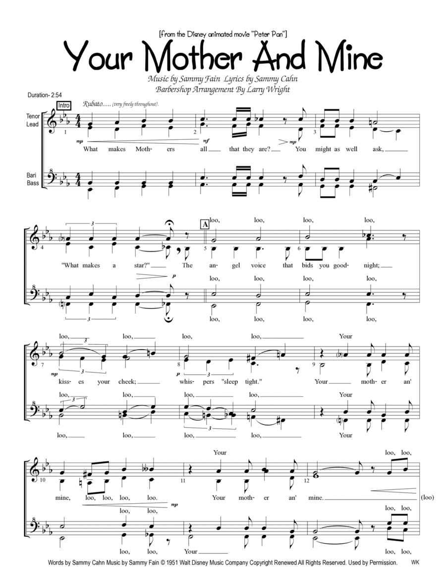 Your Mother And Mine (arr. Larry Wright)
