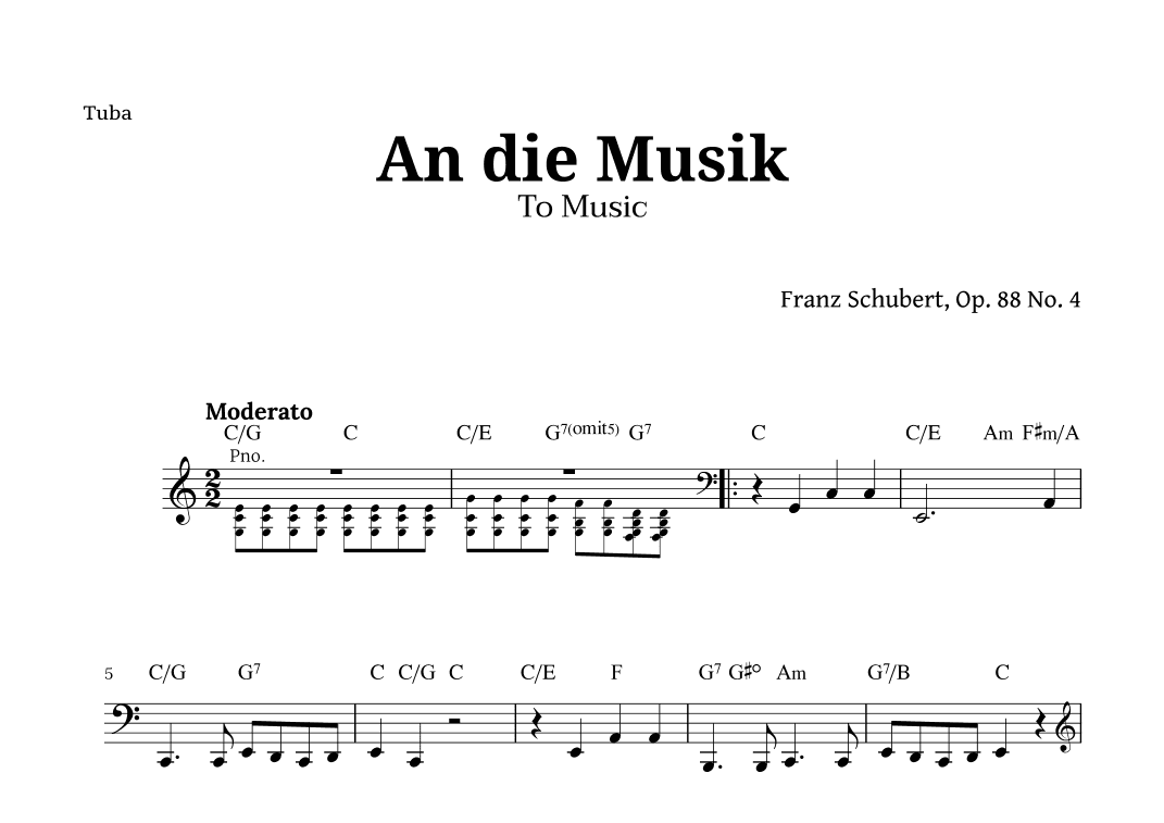 An die Musik (To Music) by for Tuba (arr. Langanho)