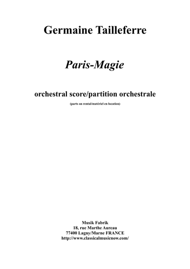 Germaine Tailleferre : Paris-Magie for orchestra, score only - Score Only