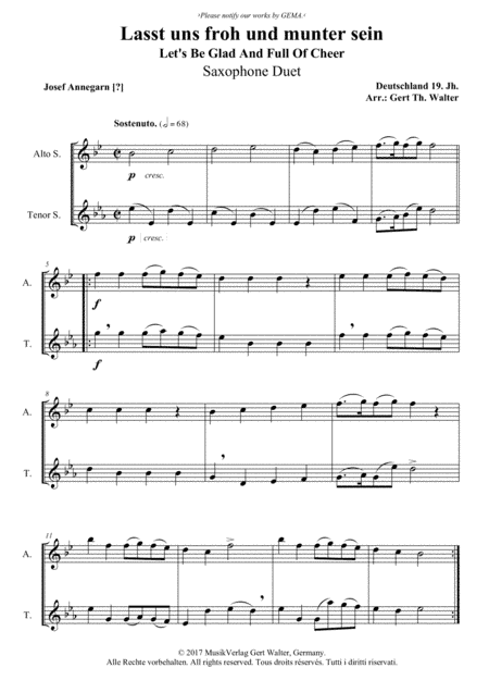 Let's Be Glad And Full Of Cheer (arr. Gert Th. Walter)