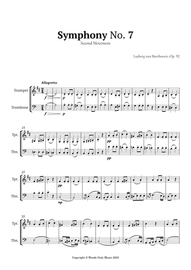 2nd Movement of Symphony No. 7 by Beethoven for Trumpet and Trombone Duet (arr. Ander)