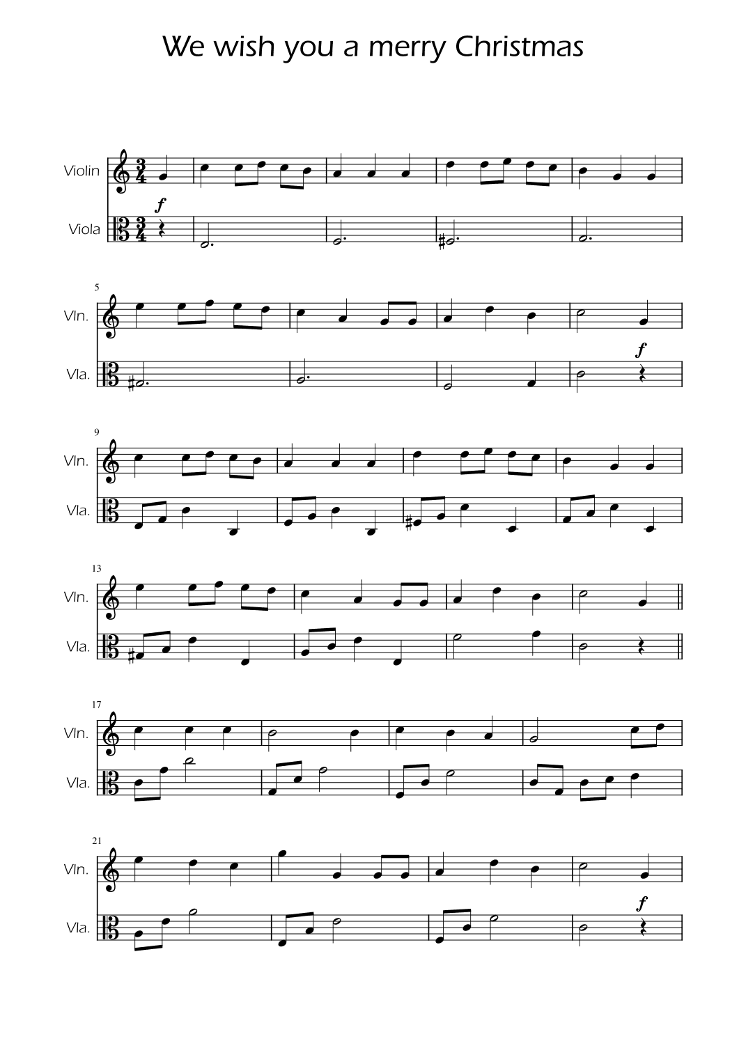 We Wish You a Merry Christmas - String Duet (arr. Ygor Nunes)