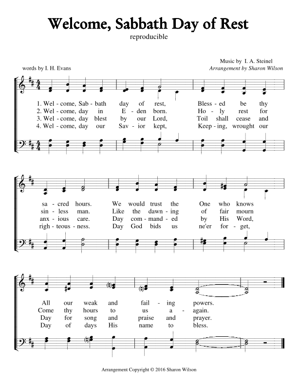 Welcome, Sabbath Day of Rest (Sabbath Celebration) (arr. Sharon Wilson)