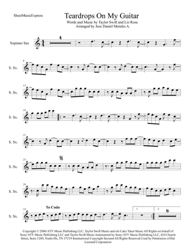 Teardrops On My Guitar (arr. Jose Daniel Morales A.)