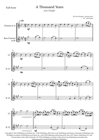A Thousand Years (arr. Fabio Britto)